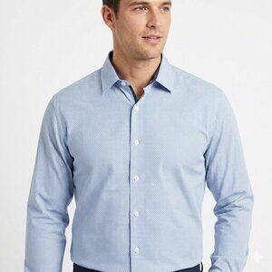 Con.Struct Shirt Men Size XXXL Blue Wrinkle-Free Diamond Print No Iron Stretch